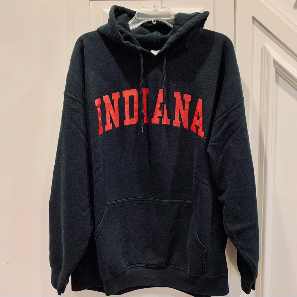 Gildan Black Hoodie with Red "INDIANA" Print